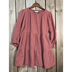 Velvet G&S Dusty Rose Cotton Tiered Babydoll Dress